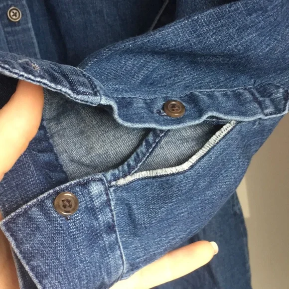 J. Crew Denim Dress, has rip in wrist that needs sewn - Picture 6 of 8